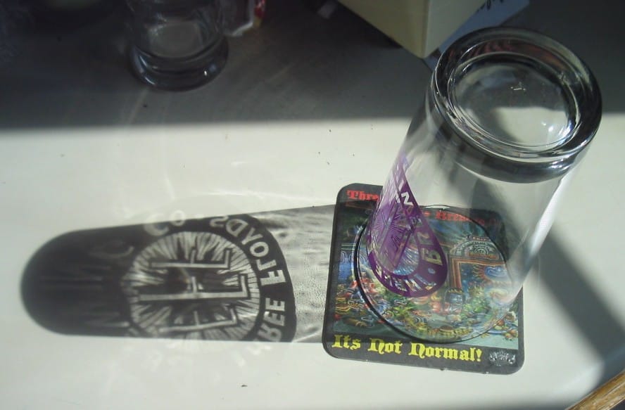 Three Floyds beer glass and coaster.