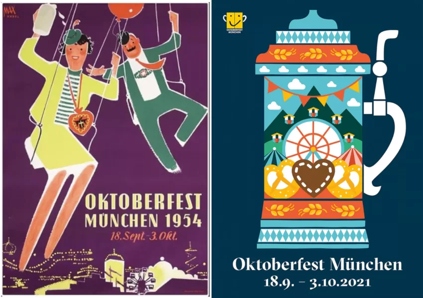 Oktoberfest posters from 1954 and 2021