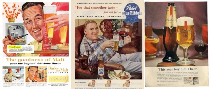 Old beer ads somehow related to Father's Day.