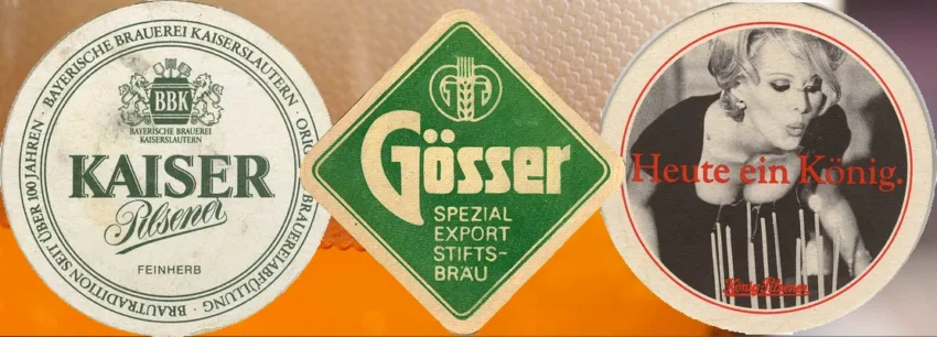 Samples of German & Austrian beer coasters.