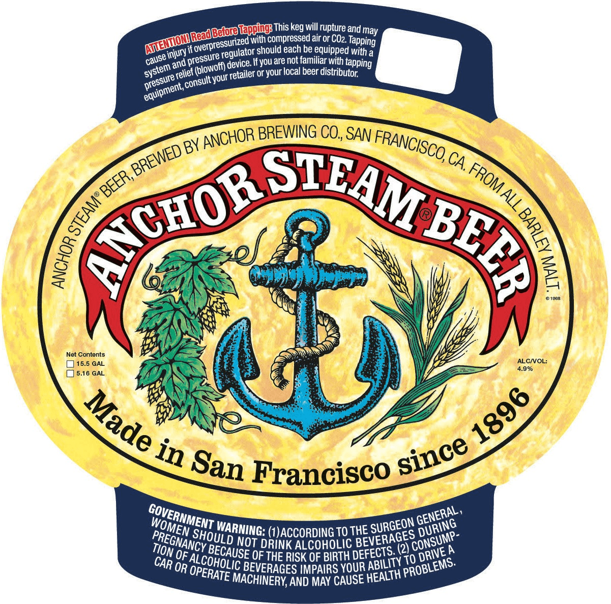 New Anchor Steam keg label. (Courtesy of Alcohol and Tobacco Tax and Trade Bureau)