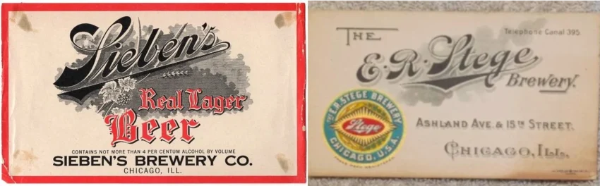 Siebens & Stege labels from Chicago,