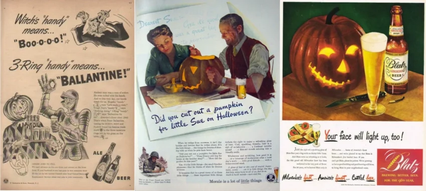 Vintage Beer ads, including a wartime morale booster from the Beverage Industry Foundation.